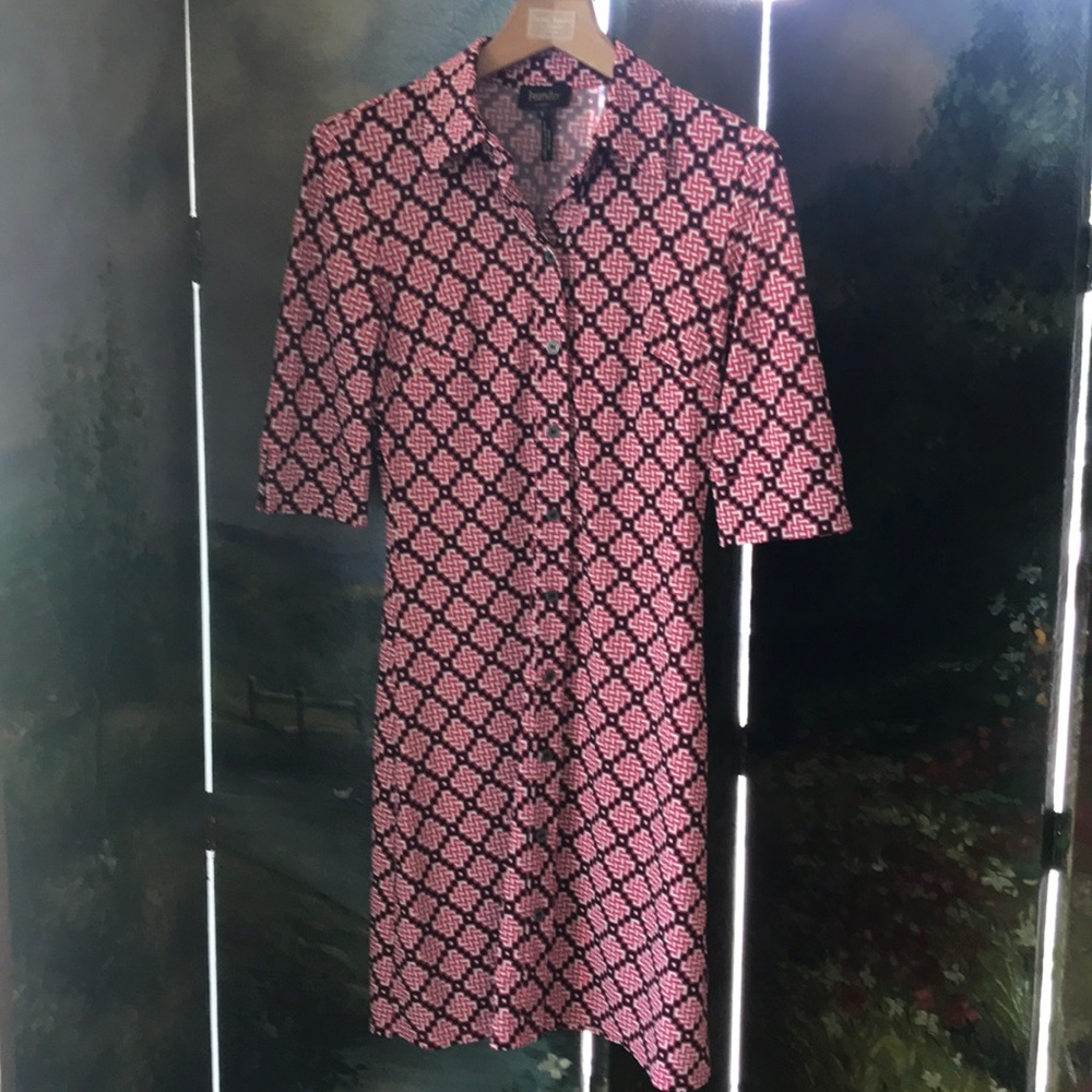 Laundry Midi dress black red knot pattern size 2